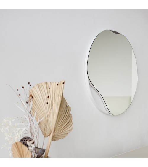 Asymmetric white wall mirror