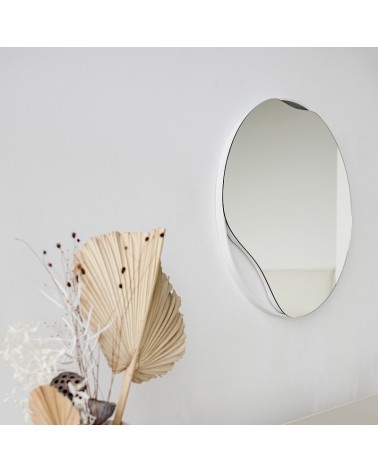 Asymmetric white wall mirror