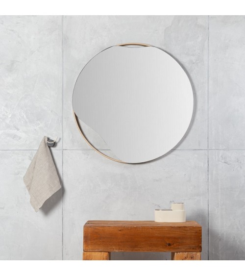 Asymmetric wooden mirror
