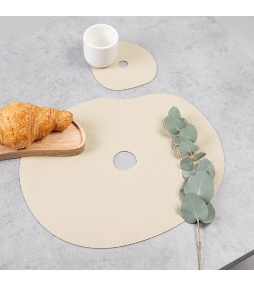 Ivory leather table mat