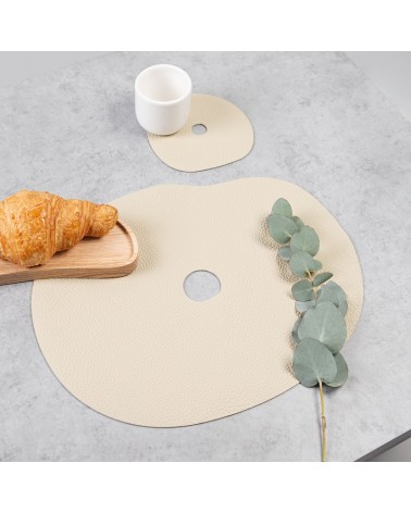 Ivory leather table mat