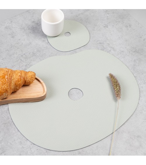 Grey leather table mats
