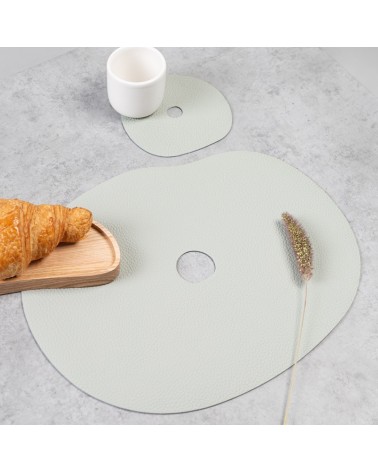 Grey leather table mats