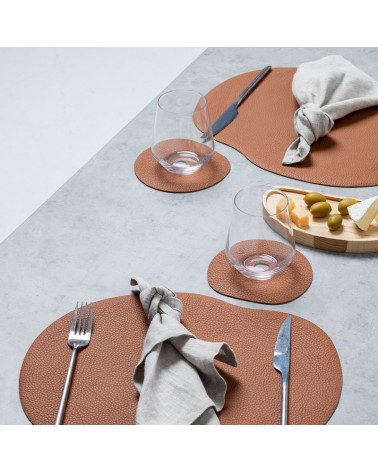 Brown leather table decor