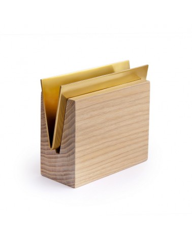 Brass and wood napkin holder