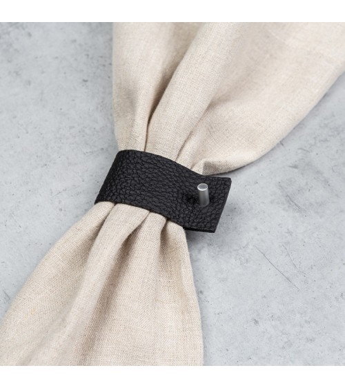 Ronds de serviette noir en cuir design