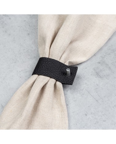 Ronds de serviette noir en cuir design