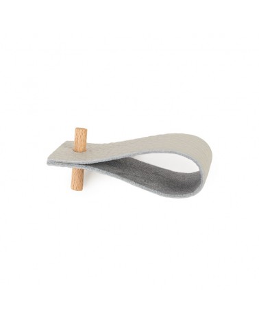 Grey leather napkin ring with wooden detail