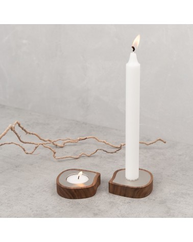 Candle holder from walnut wood