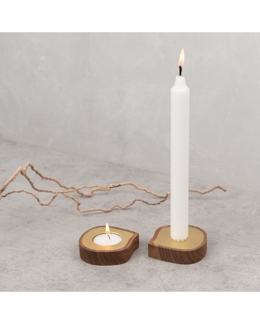 Žvakidės iš riešutmedžio ir žalvario