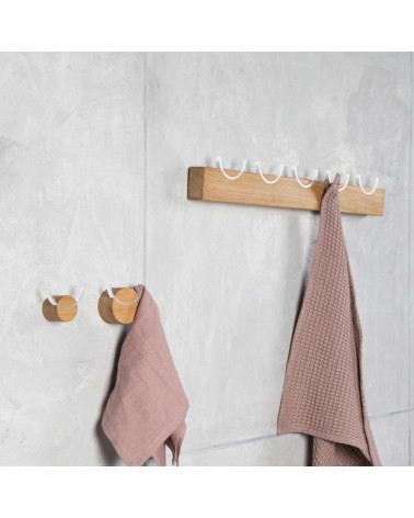 Wooden wall hooks and coat rack