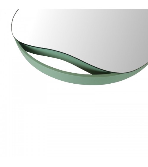 Wall mirror with a green frame
