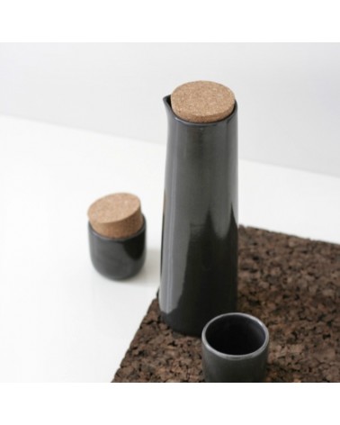 black ceramic jug with lid