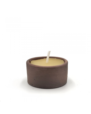 Beeswax tealight candle in a clay pot
