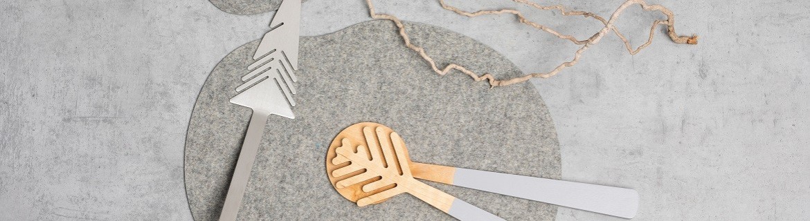 Serving utensils made of wood and stainless steel | Design by NAMUOS